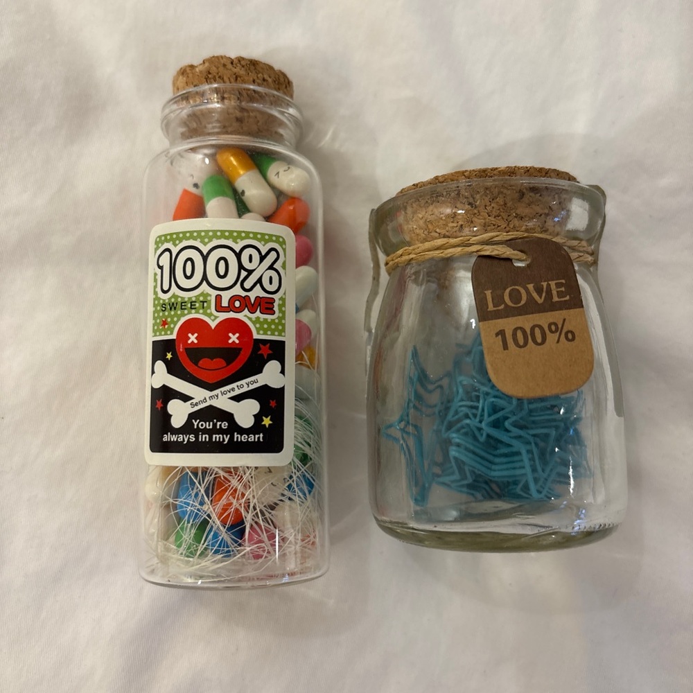 stationary glass cork bottles